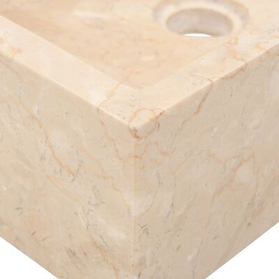vidaXL Armoire de toilette Teck solide avec lavabos en marbre Crème