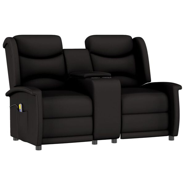vidaXL Fauteuil de massage inclinable et porte-gobelet 2 places noir