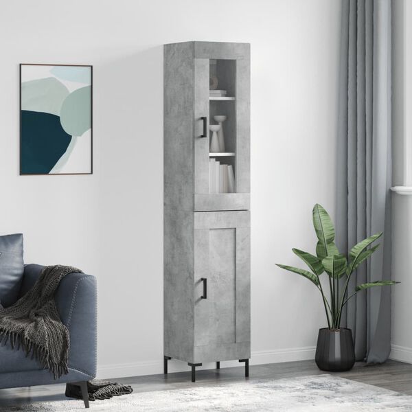 vidaXL Buffet haut Gris b&eacute;ton 34,5x34x180 cm Bois d'ing&eacute;nierie