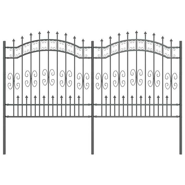 vidaXL Cl&ocirc;ture de jardin Gris 240 x 166 cm Acier peint par poudre