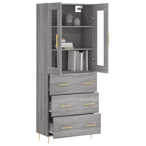 vidaXL Buffet haut Sonoma gris 69,5x34x180 cm Bois d'ing&eacute;nierie