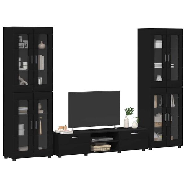 vidaXL Ensemble meuble TV avec tiroir Noir Bois d'ing&eacute;nierie