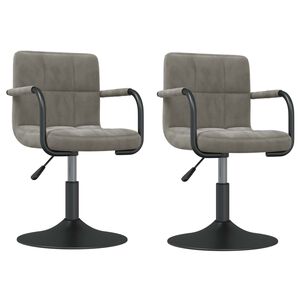 vidaXL Chaises pivotantes &agrave; manger lot de 2 gris clair velours