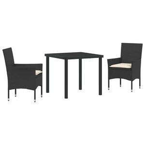 vidaXL Ensemble de salle &agrave; manger pour jardin 3 pcs Noir polyrotin