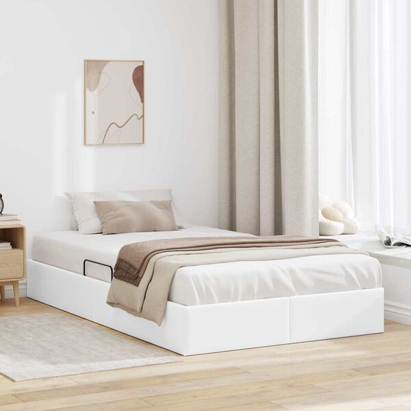 vidaXL Lit de Rangement avec matelas Blanc pur 120 x 190 cm Faux cuir