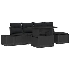 vidaXL Ensemble de canap&eacute; de jardin 6 pc Noir polyrotin