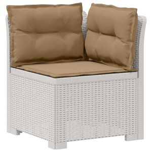 vidaXL Canap&eacute; de jardin 1 place avec coussins look rotin PP Blanc