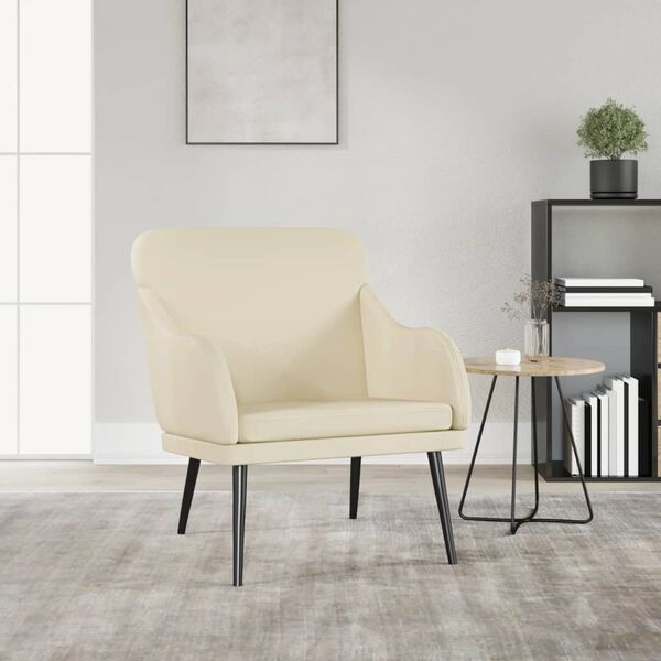 vidaXL Fauteuil Cr&egrave;me 63x76x80 cm Similicuir