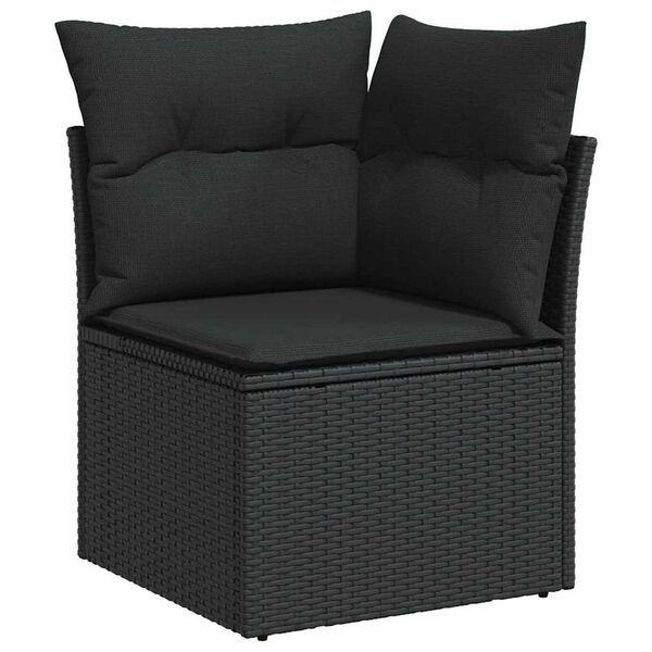 vidaXL Ensemble de canap&eacute; de jardin avec coussin 9 pcs Noir Poly rotin
