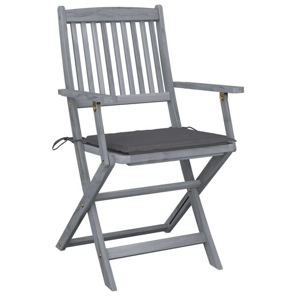vidaXL Chaises pliables d'ext&eacute;rieur lot de 4 et coussins Bois d'acacia