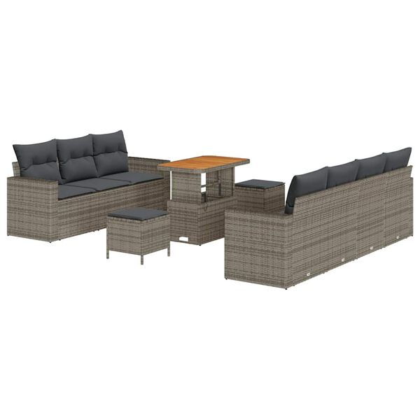 vidaXL Ensemble de canap&eacute; de jardin avec coussin 10 pcs Gris