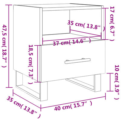 vidaXL Tables de chevet 2 pcs blanc 40x35x47,5 cm bois d’ingénierie