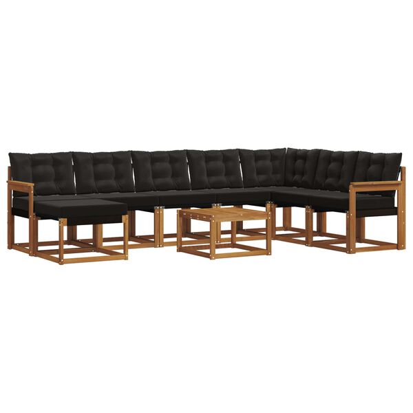 vidaXL Ensemble de canap&eacute;s d'ext&eacute;rieur 9 pcs Naturel et Noir