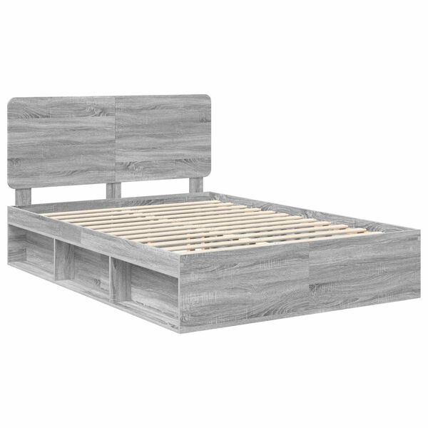 vidaXL Cadre de lit Gris Sonoma 160 x 200 cm Pin massif