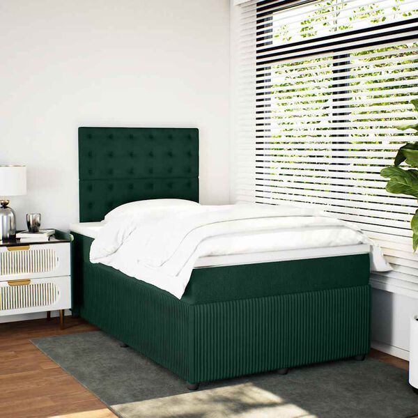 vidaXL Sommier &agrave; lattes de lit et matelas Vert fonc&eacute; 120x200cm Velours