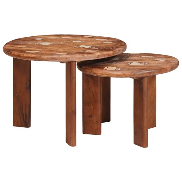 vidaXL Tables basses gigognes 2 pcs Multicolore Bois massif recycl&eacute;