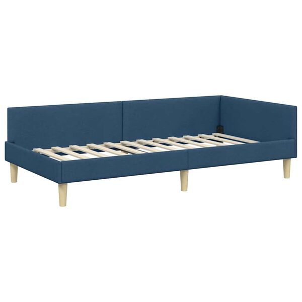 vidaXL Cadre de lit d'angle avec t&ecirc;te de lit Bleu 80 x 200 cm tissu