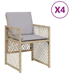 vidaXL Chaises de jardin avec coussins lot de 4 m&eacute;lange beige