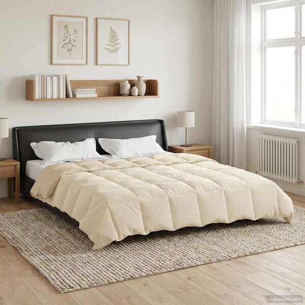 vidaXL Duvet complet toute l'ann&eacute;e Cr&egrave;me 220 x 260 cm Microfibre