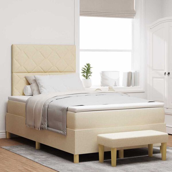 vidaXL Lit &agrave; ressorts avec matelas Cr&egrave;me 120 x 190 cm tissu