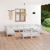 vidaXL Salon de jardin 11 pcs Blanc Bois de pin massif