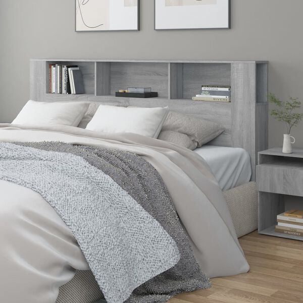 vidaXL Armoire de t&ecirc;te de lit Sonoma gris 200x18,5x104,5 cm