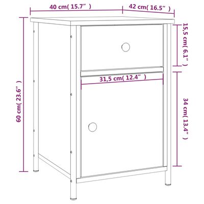 vidaXL Table de chevet chêne sonoma 40x42x60 cm bois d'ingénierie