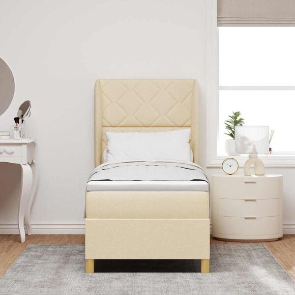 vidaXL Lit &agrave; ressorts avec matelas gris fonc&eacute; 90x190 cm Cr&egrave;me