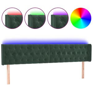 vidaXL T&ecirc;te de lit &agrave; LED Vert fonc&eacute; 203x16x78/88 cm Velours