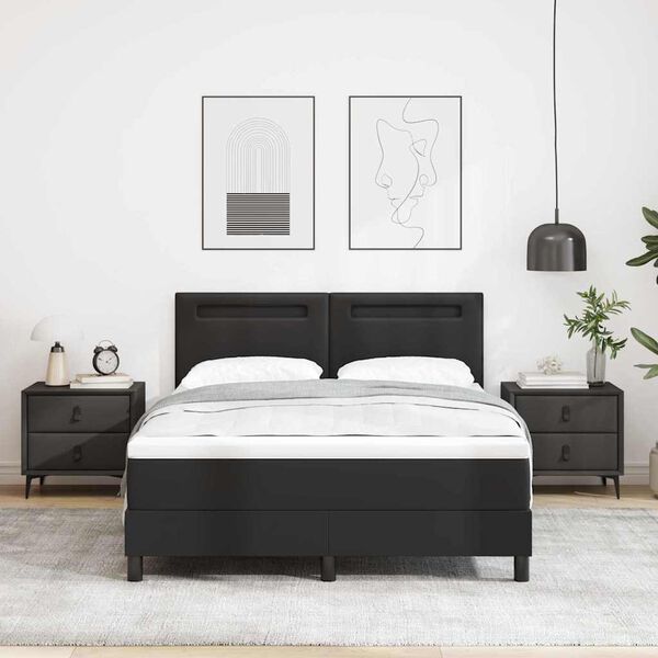 vidaXL Cadre de lit avec matelas Noir 140 x 200 cm Faux cuir