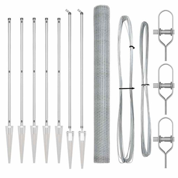 vidaXL Poteau de cl&ocirc;ture. Argent&eacute; 10 x 1,6 m (maillage de 25 mm) Acier
