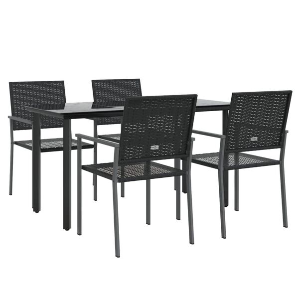 vidaXL Ensemble &agrave; manger de jardin 5 pcs r&eacute;sine tress&eacute;e acier