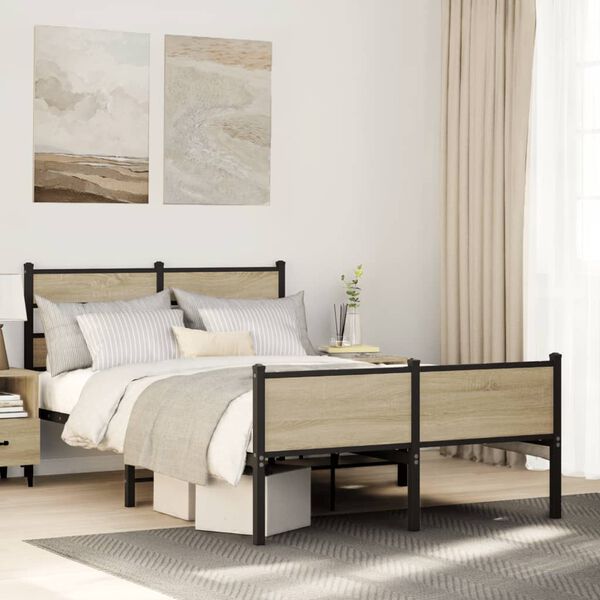 vidaXL Cadre de lit sans matelas ch&ecirc;ne sonoma 120x200 cm
