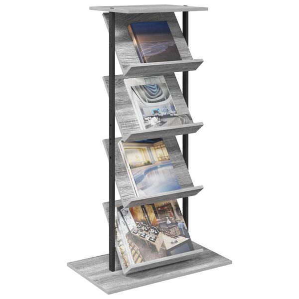 vidaXL &Eacute;tag&egrave;re &agrave; magazines avec &eacute;tag&egrave;re Gris Sonoma 68 x 40 x 123,5 cm