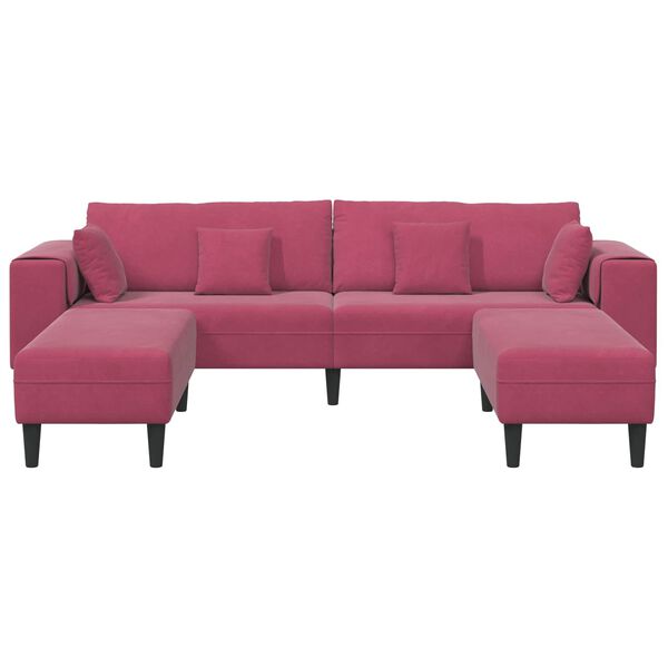 vidaXL Canap&eacute; avec coussin 3 pcs Bordeaux Velours