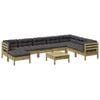 vidaXL Salon de jardin avec coussins 9 pcs bois de pin&nbsp;impr&eacute;gn&eacute;