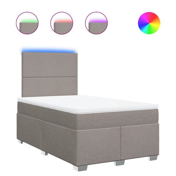 vidaXL Sommier &agrave; lattes de lit avec matelas Taupe 120x200 cm Tissu