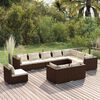 vidaXL Salon de jardin 10 pcs avec coussins R&eacute;sine tress&eacute;e Marron