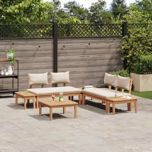 vidaXL Ensemble de canap&eacute; de jardin 3 pcs Marron et Cr&egrave;me