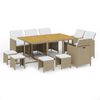 vidaXL Ensemble &agrave; manger de jardin coussins 11pcs R&eacute;sine tress&eacute;e Beige