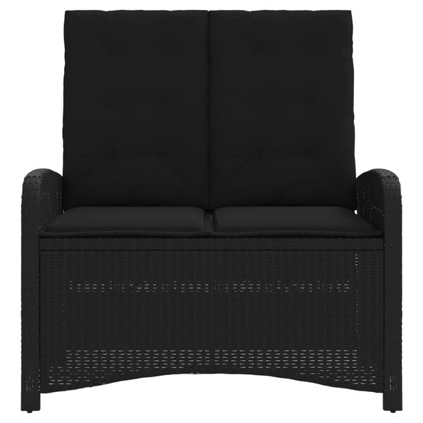 vidaXL Banc inclinable de jardin avec coussins noir r&eacute;sine tress&eacute;e