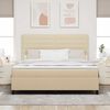 vidaXL Lit &agrave; ressorts avec matelas avec LED Cr&egrave;me 180 x 200 cm tissu