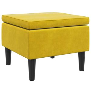 vidaXL Tabouret avec pieds en bois Jaune Velours
