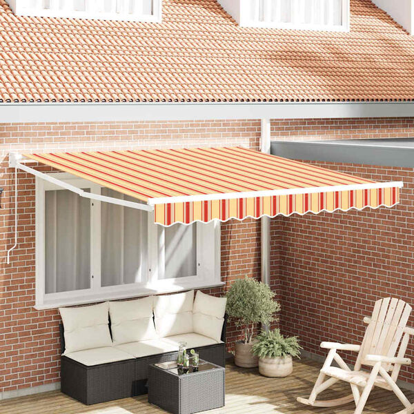 vidaXL Auvent Ray&eacute; jaune et orange 3,5 x 2,5 m Polyester et m&eacute;tal