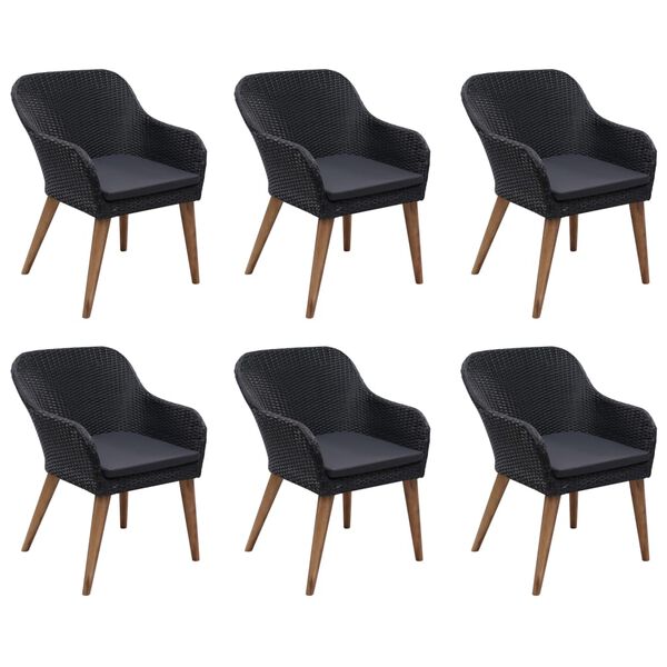 vidaXL Ensemble &agrave; manger de jardin 7 pcs R&eacute;sine tress&eacute;e Noir