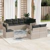 vidaXL Salon de jardin 8 pcs avec coussins gris clair r&eacute;sine tress&eacute;e
