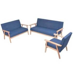 vidaXL Ensemble de canap&eacute; 3 pcs Tissu bleu