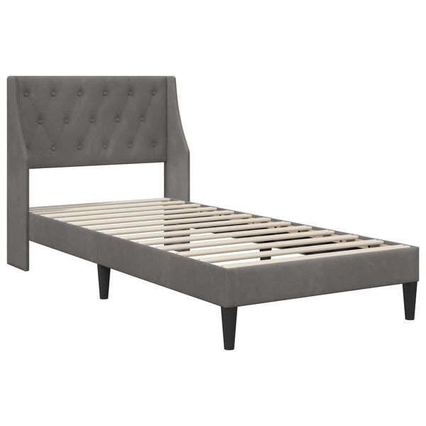 vidaXL Cadre de lit avec t&ecirc;te de lit Gris fonc&eacute; 80 x 200 cm Velours