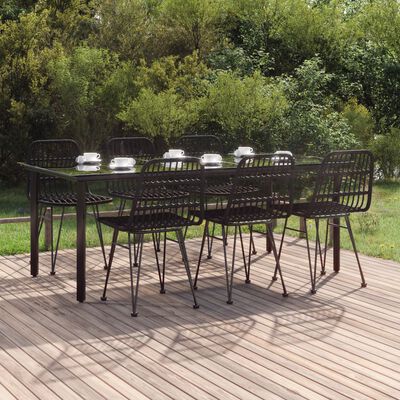 vidaXL Ensemble à manger de jardin 7 pcs Noir Résine tressée