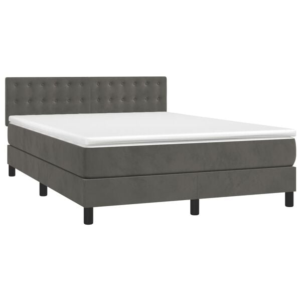 vidaXL Sommier &agrave; lattes de lit avec matelas LED Gris fonc&eacute; 140x200 cm